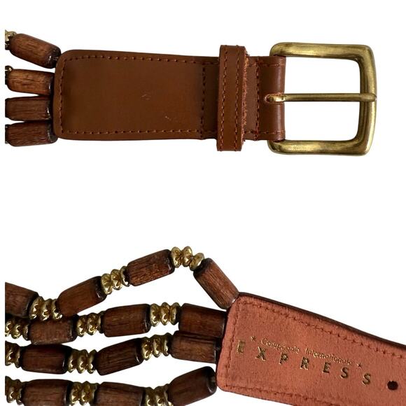 Express vintage women\'s leather and beaded belt size medium main image 8